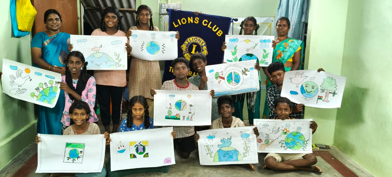  Lions Club of Tiruchirappalli for a Drawing Competition on the theme â€œWorld Peaceâ€